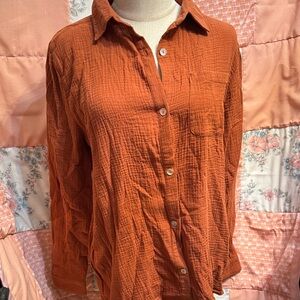 Charlie Paige Terracotta Button-Down Shirt